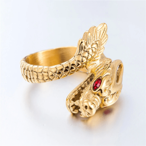 Dragon rings gold and red eyes | Armored Drake